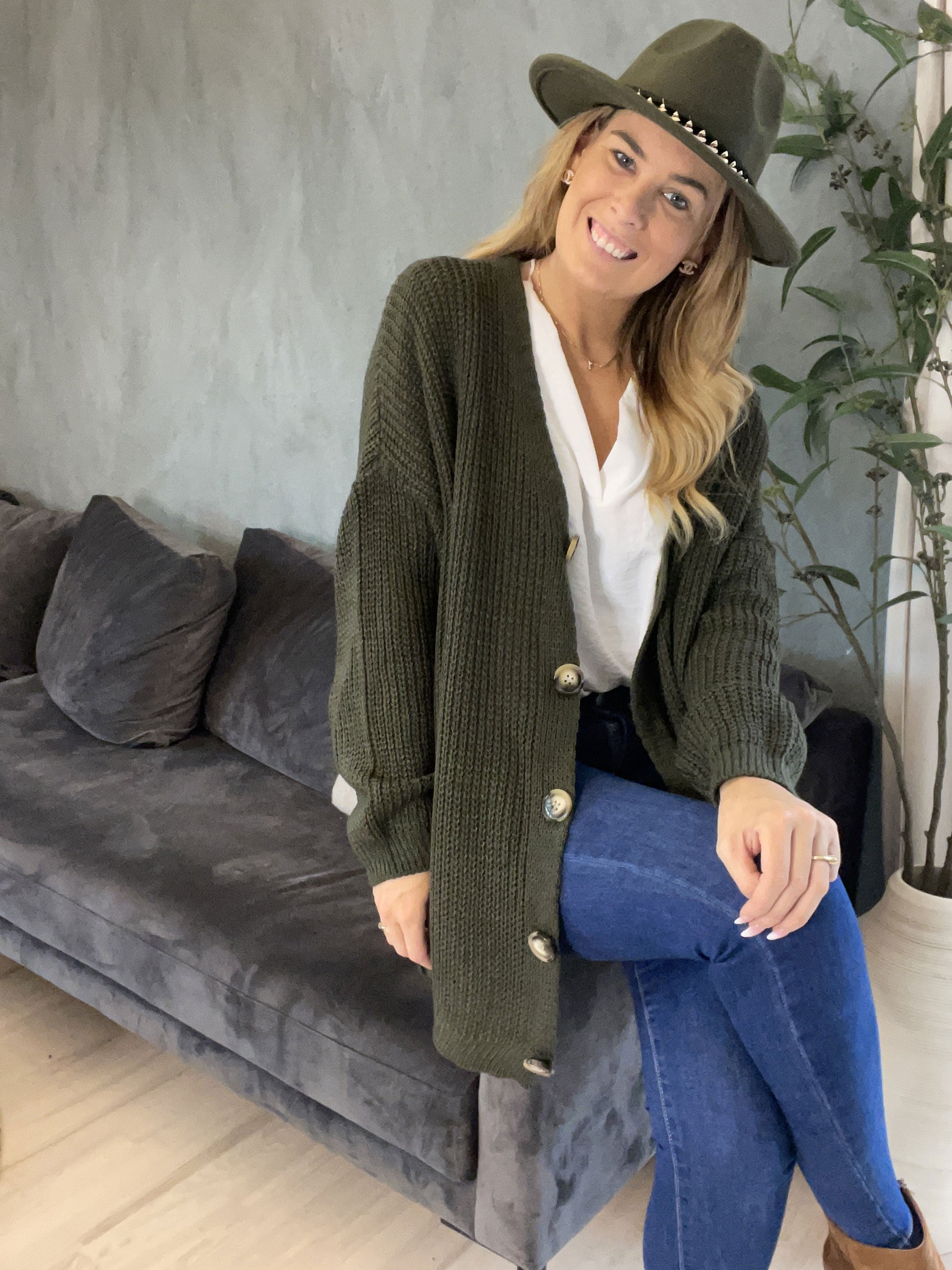 Millymy - Strikcardigan med store knapper